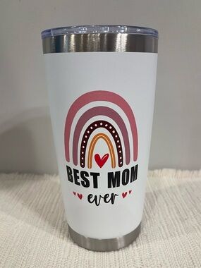 NEW Best Mom Stainless Steel Travel Tumbler with Clear Lid 🌺